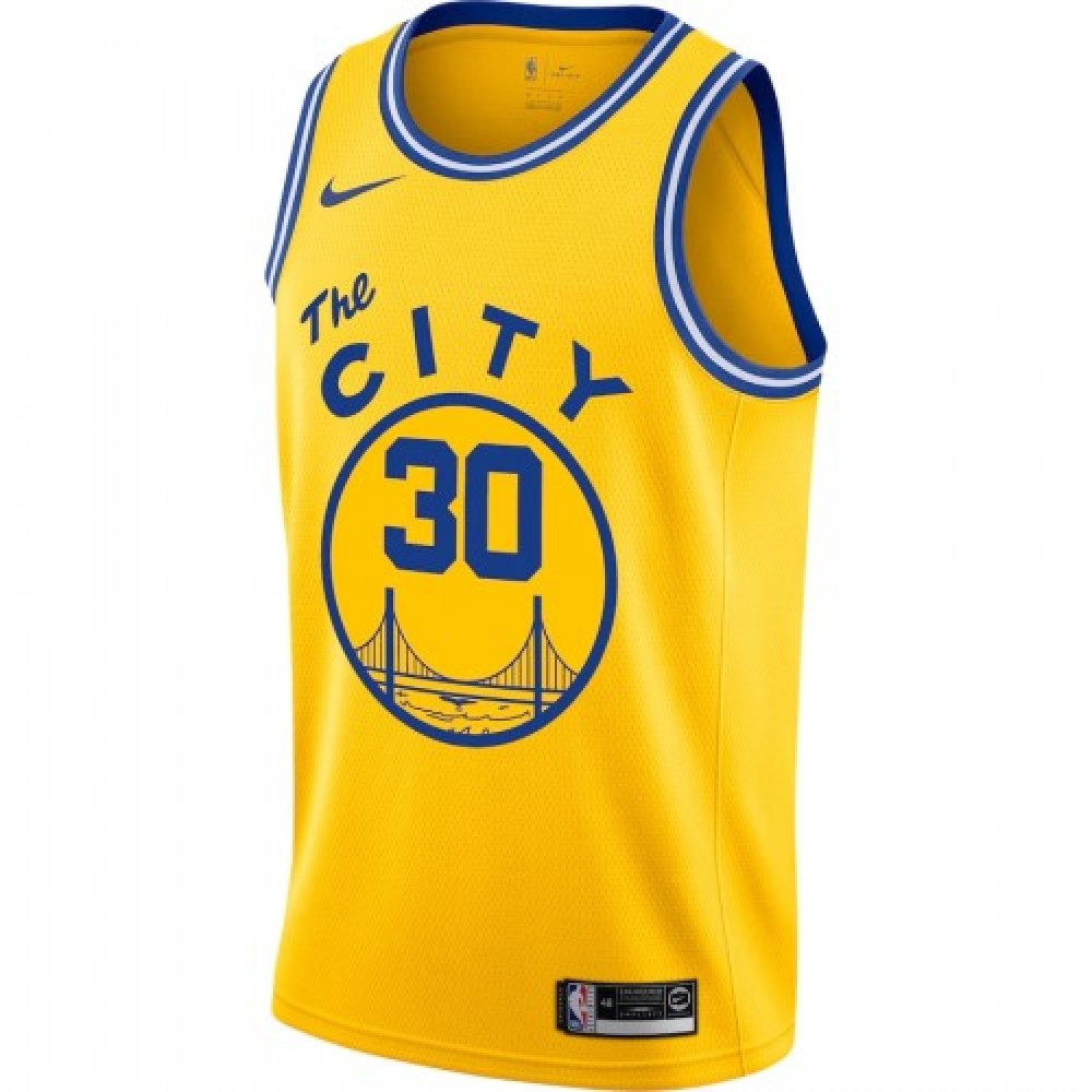 Men's Golden State Warriors Curry #30 Yellow Classics Finished Swingman Jersey -City Classic Edition-Pro Kit Vault | Brand New 26/27 Sports Jerseys